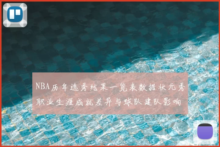 NBA历年选秀结果一览表数据状元秀职业生涯成就差异与球队建队影响